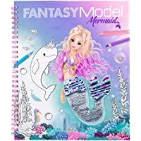 Depesche Libro para colorear con lentejuelas- Fantasy Model Mermaid- 20-5 x 24 x 1-5 cm aprox.